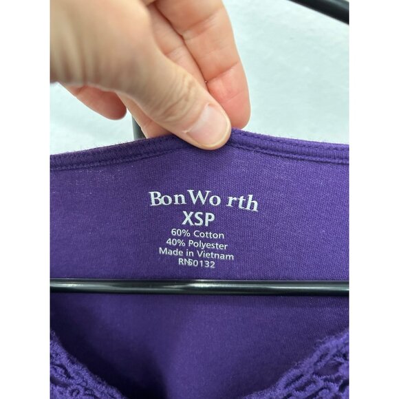 BonWorth Purple Long Sleeve Top Ruffle Neckline  Sz XSP - Picture 5 of 8